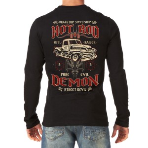 Dragstrip Clothing Mens L/Sleeve Tee  FTW sleeve print Hot Rod Demon Print